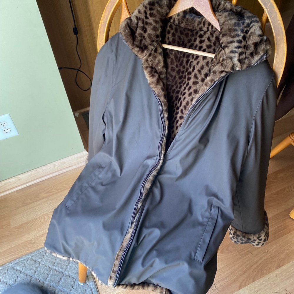 1 Madison Reversible Brown Faux Leather/Fur Coat